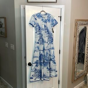 NWT blue and white toile dress